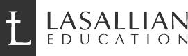 Lasallian Education logo on black background.