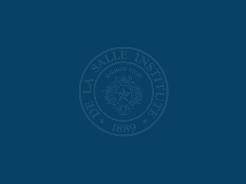 De La Salle Institute emblem on blue background.